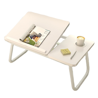 Bureau d'Ordinateur Portable Pliant à Angle Réglable en Plastique et Métal, Design Simple pour Bureau à Domicile ou Étude en Dortoir
