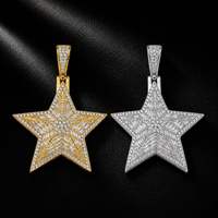 Liontin Hip Hop Brass Berlapis Berlian Imitasi Bentuk Kepala Serigala, Kalung Liontin Moissanite Mikro Inlaid, Kalung Keren Gaya Punk, Perhiasan Leher Fashion Hip Hop Pria