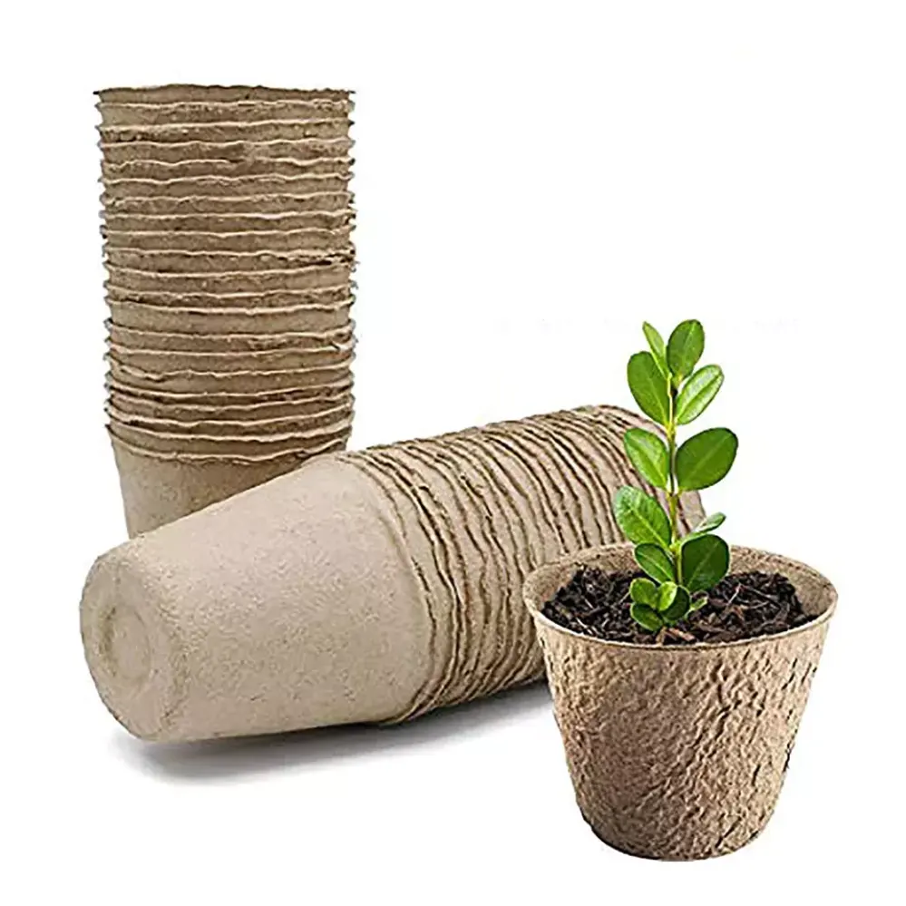 Kare biyobozunur kağıt hamuru fincan fiber bitki fide başlangıç tepsisi tencere 6cm saksılar ev bitki için