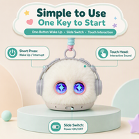 Niedliche KI-interaktive Plüschpuppe mit Tuya-App-Steuerung, Mini-Roboter-Spielzeug mit dynamischen LED-Augen, emotionales Begleiter-Spielzeug für Kinder