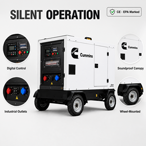 Generador Diésel Refrigerado por Agua de 50kVA, 55kVA, 60kVA, Trifásico, 50Hz/60Hz, para Energía de Emergencia en el Hogar, Motor Ricardo Cummins Confiable - Product Image 1