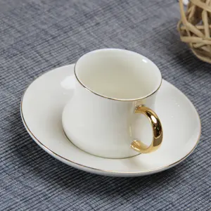 豪华陶瓷金圈圆形咖啡杯茶托瓷器阿拉伯土耳其咖啡杯套装