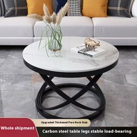 Table basse moderne de luxe en dalle de roche Table d'appoint durable en métal marbre verre Nouvelle table d'appoint tendance pour la maison salon petit appartement villa