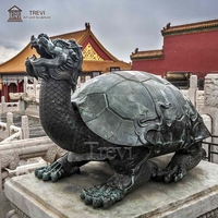 Artisanat Métallique Chinois Classique, Statue de Dragon Tortue Longgui Feng Shui en Bronze Patiné pour la Maison et l'Hôtel