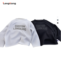 Sweat-shirt unisexe à col rond |   Manches longues en tricot gaufré brodé et imprimé |   Pull-over décontracté en coton 100% écologique pour le printemps