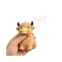Jouet à presser en forme de vache des Highlands, motif dessin animé mignon, avec son craquant, anti-stress, cadeau animal, boîte surprise
