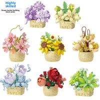 NOUVEAU M3080-87 Panier à Fleurs en Plastique ABS Blocs de Construction Bouquet Ornement Modèle Unisexe Enfants Assemblage DIY Jouet Cadeau Vente en Gros