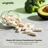 Capsules de pantothenate de calcium, vitamine B5, service d'étiquetage privé OEM, dosage et emballage personnalisés pour les marques de compléments alimentaires.