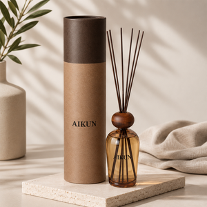 Aikun 2000ml Amber Aroma 6 Months Water Transfer Logo Tube Box Custom Scent Long Lasting Round Glass Reed <b>Diffuser</b> Gift Set - Product Image 1