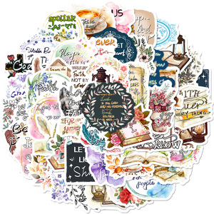 50 piezas de frases cortas inspiradoras en inglés de la Biblia pegatinas impermeables de PVC para portátiles, cuadernos, <span class=keywords><strong>bolsos</strong></span> y cascos - Product Image 3