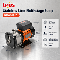 Pompa Booster Multistage Stainless Steel Rumah Tangga 550W Sirkulasi Air Panas Dingin 7m3/jam Debit 10 Bar Pompa Air Otomatis OEM ODM