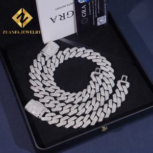 Cadena Gruesa de Joyería Hip Hop, Moissanita que Pasa el Test de Diamantes, Chapada en Oro sobre Plata 925, Cadena Cubana, Joyería Fina - Product Image 1