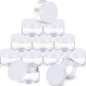 Frascos de Plástico PET Libres de BPA de 1oz, 2oz, 4oz, 6oz, 8oz, 12oz, 16oz y 32oz, Transparentes, con Tapas de Plástico Blancas para Envasado de Cosméticos - Product Image 1