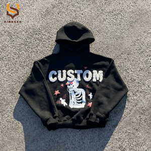 Sweat-shirts à capuche streetwear pour hommes, en coton épais, avec impression en relief et impression 3D en mousse, coupe oversize, personnalisables, vente en gros - Product Image 1