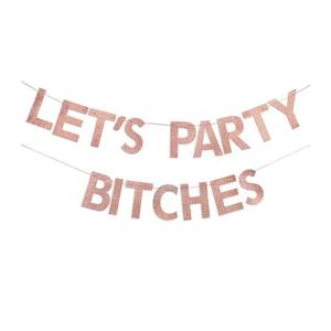 Venta al por mayor LET'S PARTY carta brillo papel tirar bandera fiesta decoración Banner - Product Image 5