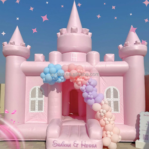 Langko Château <span class=keywords><strong>gonflable</strong></span> 13 pieds <span class=keywords><strong>rose</strong></span> Maisons gonflables Château sautant pour location de fête - Product Image 1