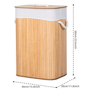 סל כביסה עם בגדים מלוכלכים בד במבוק ארוג קיפול ועלי אחסון בגדים קלועים - Product Image 2