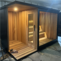 Haute qualité 4-6 personnes cabine extérieure en bois Design moderne douche à vapeur humide Sauna extérieur en bois massif de pruche pour Villas