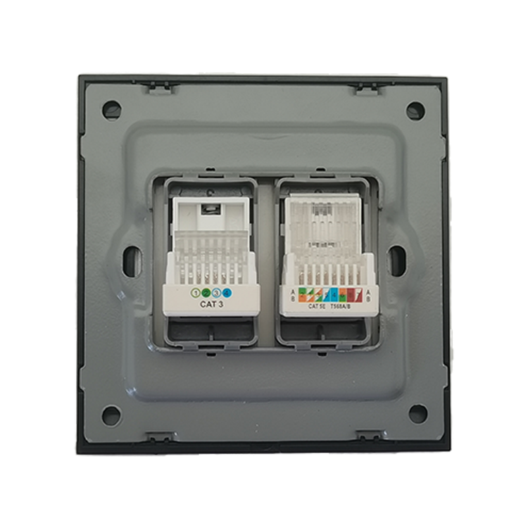 VNX Standard 1 Gang10A Telephone Socket With 1Gang Date Socket RJ45 Silver Brush Meteor Rain Series Electrical Wall Socket
