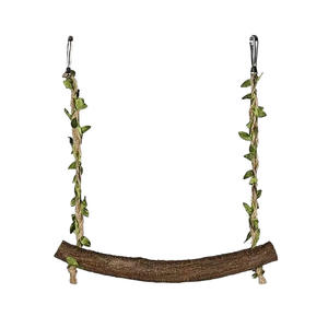 Jugando con el columpio de vid para evitar ser mordido por el juguete de loro de jaula de pájaros de madera maciza - Product Image 2