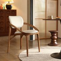 Fauteuil de salle à manger en bois de frêne massif, design italien minimaliste et moderne, revêtement en cuir, durable et stable, idéal pour appartement et usage commercial