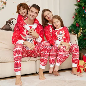 2023 Рождественская новая семейная Пижама с милым принтом оленей для родителей, детская Рождественская Хлопковая пижама, Одинаковая одежда для всей семьи
