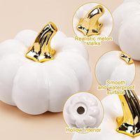 Citrouille en céramique blanche et orange de 10,5 cm, écologique, de haute qualité, artificielle, pour Halloween, Thanksgiving, récolte d'automne, décoration de ferme