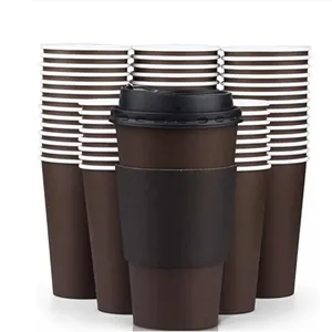 Tazas de papel desechables de cáñamo McDonalds de 12PZ 16oz taza de papel de café caliente personalizada con mangas y tapa