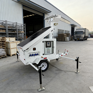 Mobiele verlichtingstoren op zonne-energie, bewakingsaanhangwagen met draadloze <span class=keywords><strong>CCTV</strong></span>-camera voor bewaking van buitenwerkplekken - Product Image 2