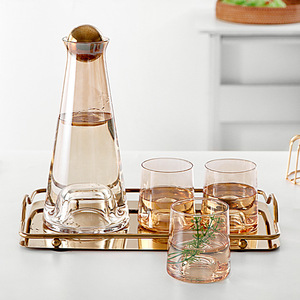 Ensemble de carafes à eau froide de luxe léger de style danois, carafe à eau bouillie froide en verre de style nordique pour salon, carafe à jus - Product Image 4
