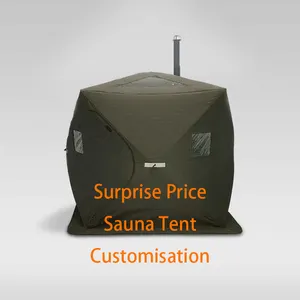 Diskon kualitas tinggi laris produk ledakan modern novel desain sauna tenda portabel luar ruangan dengan kompor kotak es ruangan Fishi