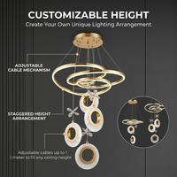 Lustre moderne en cristal TK, suspension en aluminium haut de gamme, hauteur réglable, 220V, tricolore, finition or, pour plafond domestique
