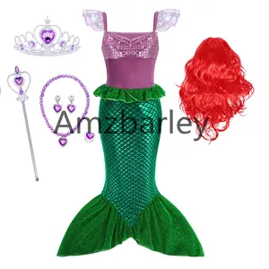 Little Girl Mermaid Costume Princess Dresses Ariel Costumes for Girls Birthday Party Halloween Cosplay 2-12 Years