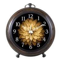 Horloge de table géométrique en bois de 5 pouces, décoration artistique, artisanat en métal, légère, ornement de bureau contemporain, décoration de bureau