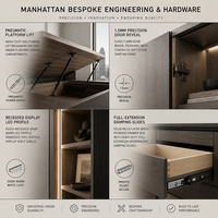 Lit plateforme Tatami intégré de style loft moderne Manhattan sur mesure avec armoire haute pour suite parentale