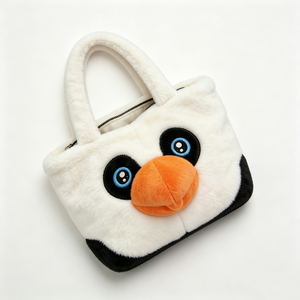 Customized Soft Plush Tote Bag,Penguin Plush Tote Bag, Animal Face Plush Handbag, Cute Penguin Plush Bag - Product Image 4