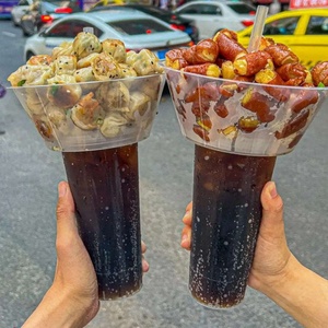 Factory Supply High Quality Wholesale Plastic Disposable Meal <b>Container</b> Plastic Cup With <b>Snack</b> Tray - Product Image 3