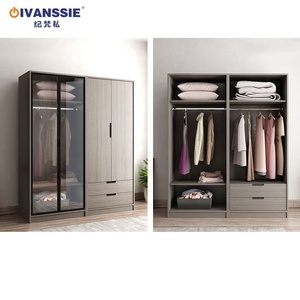 Armadio Moderno in MDF con Ante in Vetro, Design Semplice, Mobile per Camera da Letto e Soggiorno - Product Image 6