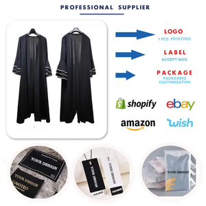 Abito Musulmano da Donna 120 Ar Dubai <span class=keywords><strong>Aya</strong></span>, Vestito Nero con Polsini Decorati, Cardigan Lungo <span class=keywords><strong>Aya</strong></span>, Caftano Modesto per Donne - Product Image 3