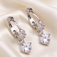 Boucles d'oreilles clous en argent sterling S925, mini, entièrement serties de zircons, plaquées rhodium, avec serti circulaire, dernières tendances pour femmes