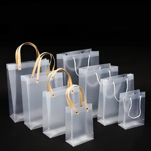 Bolsa de presente de casamento de natal fosca, sacola pequena de plástico transparente em pvc para presente, ideal para joias