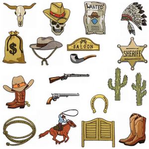 Nouveau Patch Brodé Thermocollant Thème Western Cowboy (Botte, Pistolet, Vin, Chapeau, Dollar, Crâne) pour la Décoration de Vêtements, Chapeaux et Sacs - Product Image 3