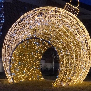 Luci Decorative Natalizie 3D a LED con Motivo Impermeabile da Esterno Struttura Metallica Ornamento Gigante Fatto a Mano Luci ad Arco e Sfera per Centri Commerciali - Product Image 6
