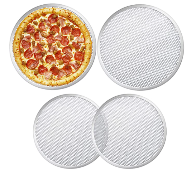 Round Aluminum Thicken 6-14 Inch Pizza Mesh, Non-stick Metal Net Baking Tray Seamless Pizza Bakeware Kitchen Tools