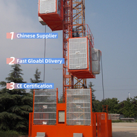 HUGECRANE Chinesische Marke Hochhaus-Baustellenaufzug Mini-Traktionsmaschine mit 2x2000kg Tragfähigkeit & 250-650m Maximalhöhe