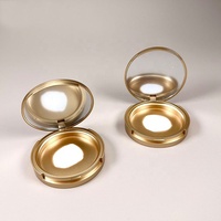 LZ Pack Stock 59mm Pan Round Matte Gold Compact Powder Container Custom Logo Compact Powder Case With Mirror