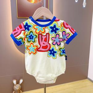 ชุดจั๊มสูทเด็กแรกเกิดผ้าฝ้ายแขนสั้นพิมพ์ลายสำหรับเด็กทารกขายส่ง - Product Image 1