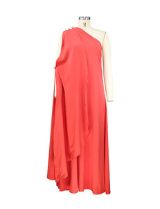 2023 nouveau dernier Design couleur unie lâche soirée une épaule élégante Abaya caftan robe couleur unie robe - Product Image 3