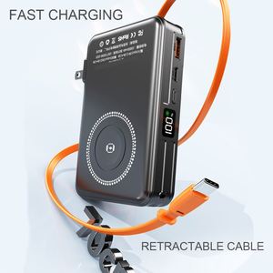 พาวเวอร์แบงค์แบบพับเก็บได้ ความจุสูง 5-in-1 PD22.5W ชาร์จเร็ว 15W พอร์ต USB-C และ USB วัสดุ PVC พร้อมปลั๊ก AC สำหรับการเดินทาง - Product Image 3