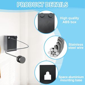 4m 304 <span class=keywords><strong>Acero</strong></span> <span class=keywords><strong>inoxidable</strong></span> retráctil interior/exterior <span class=keywords><strong>tendedero</strong></span> plegable <span class=keywords><strong>para</strong></span> baño conveniente colgar ropa <span class=keywords><strong>de</strong></span> secado - Product Image 4